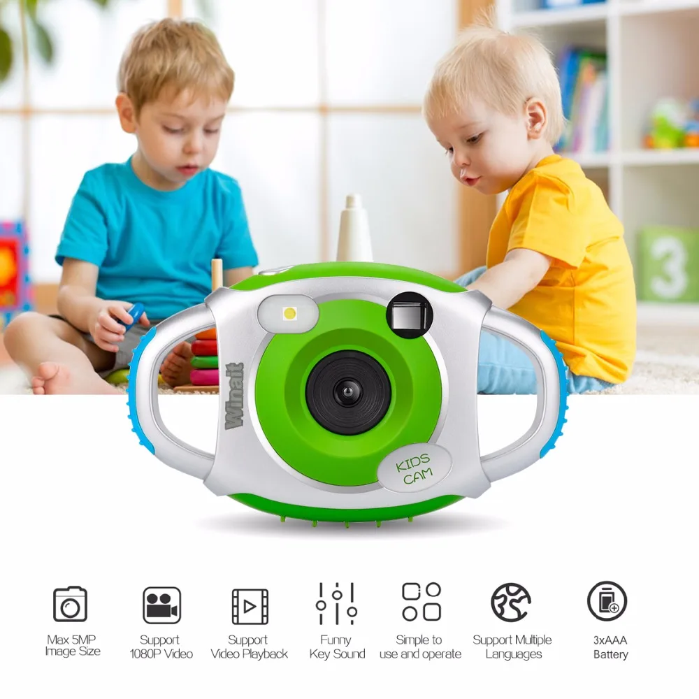 

2017 Winait Good Selling 1080P Kids cameras digital with 1.44'' TFT Display 5MP Kids Mini Camera Support Hand-Free Function