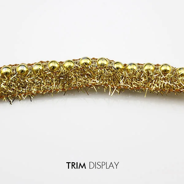 Вышитая бисером блестящая золотая фабричная кружевная лента ПРИШИТАЯ