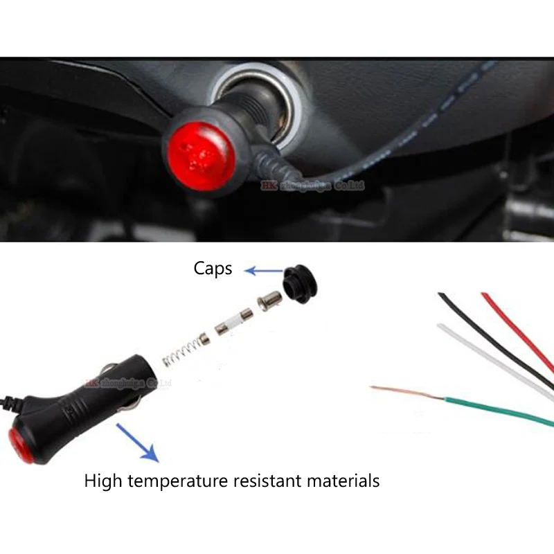 

Promotions DC12V 300cm loog Car Cigarette Lighter power cord Socket Plug Charger Connector LED On Off Switch