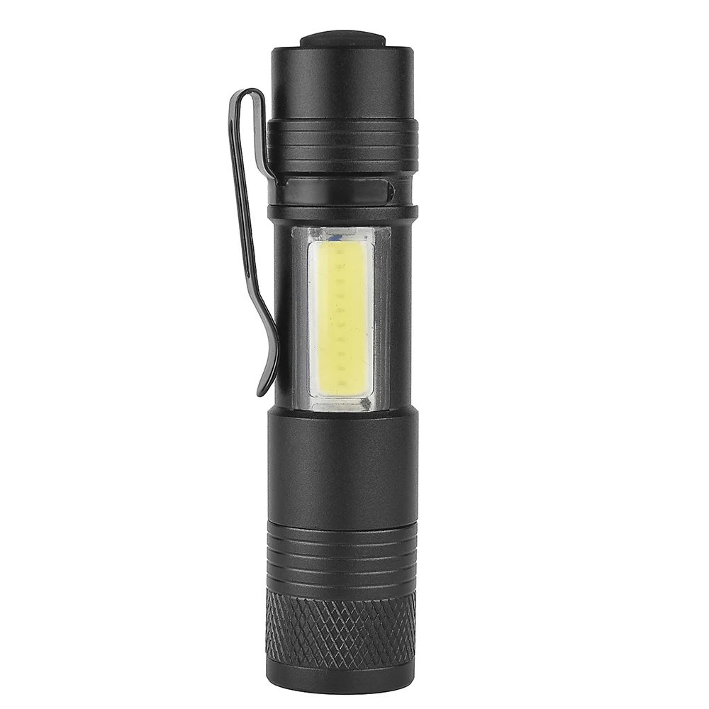 2000LM Q5 + COB светодиодный фонарик Портативный мини масштабируемый torchflashlight Lanterna для