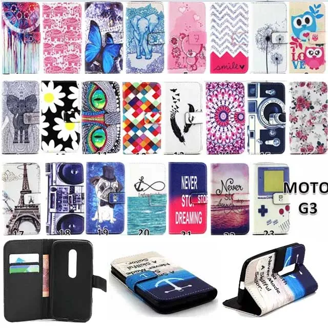 Роскошный кожаный чехол книжка из ПУ кожи для телефона Motorola Moto G3 Чехол G 3rd Gen XT1541 3