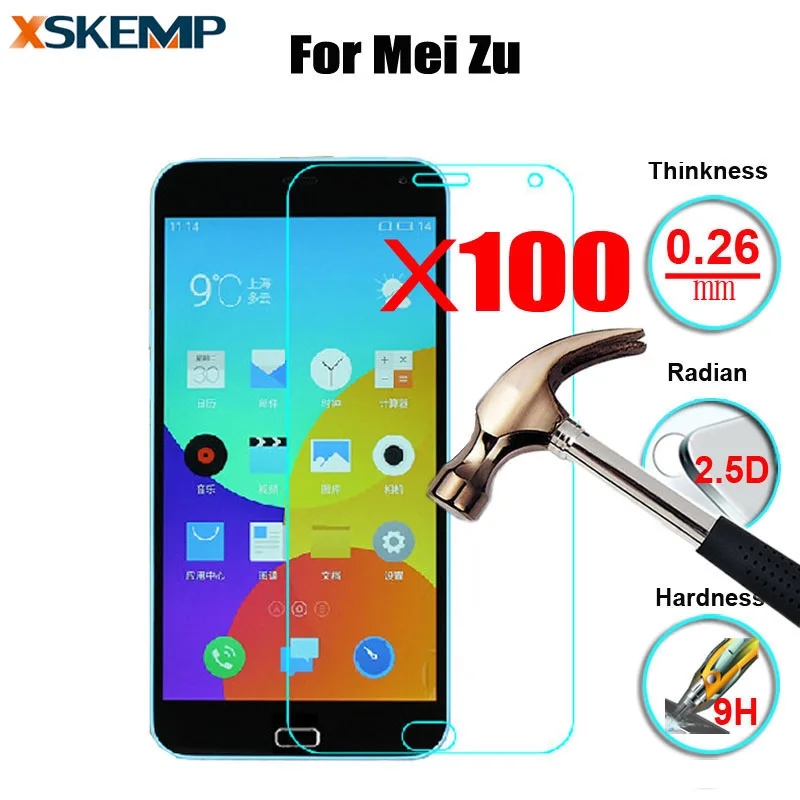 100 шт. закаленное стекло Защитная пленка для Meizu MX5 MX4 MX3 MX2 Pro5 5 0 &quotMeilan Note Note2 Note3