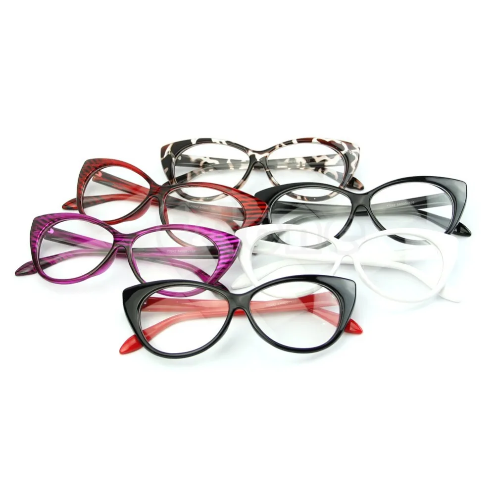 

2017 New Cat Eye Glasses Sexy Striped Retro Fashion Women Ladies Eyewear Frame Clear Lens Vintage Eyewear 6 Colors