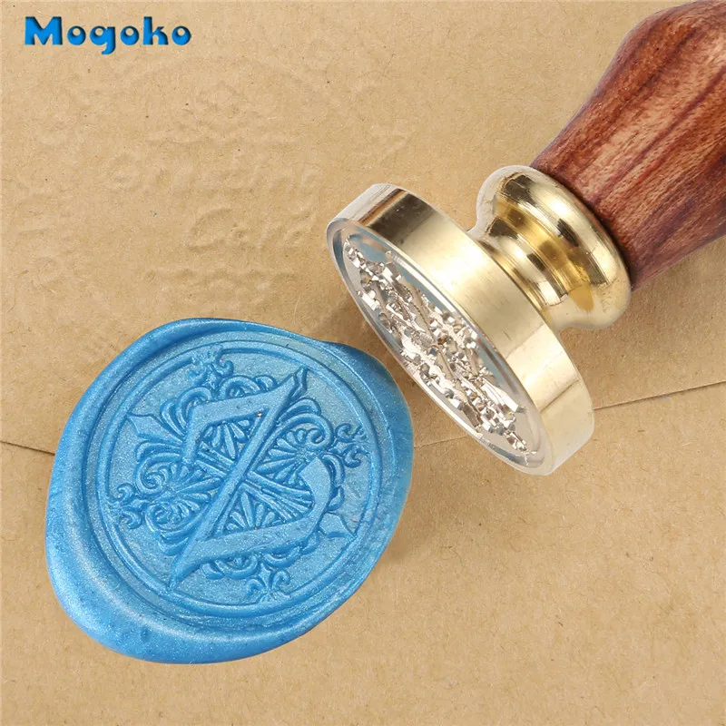 Mogoko 1x винтажная деревянная ручка Ирисы буквы Алфавит воск значок печать воск 26 букв A-Z Скрапбукинг Декор
