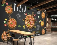 beibehang custom wallpaper hand drawn delicious pizza photo wallpaper coffee shop fast food restaurant decoration 3d wallpaper