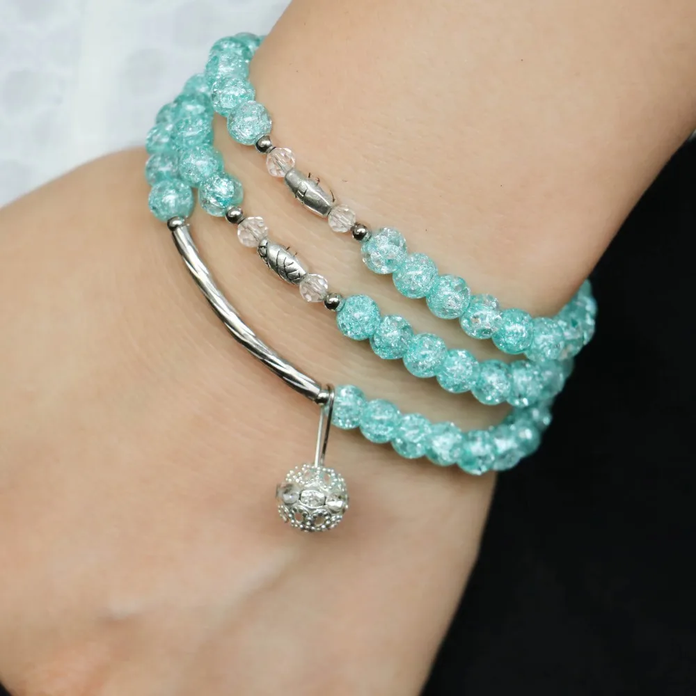 Женский многослойный браслет 6 мм из натурального кристалла|crystal bracelet|bracelet