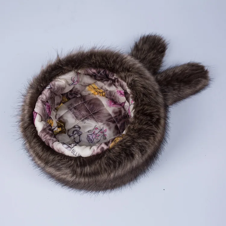 Женская зимняя шапка из искусственного лисьего меха Мужская теплая плоская