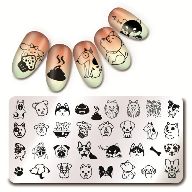 Pattern 12 BORN PRETTY Animal серия квадратный дизайн ногтей штамп шаблон милый Кот Дизайн лапа изображение пластины - Цвет: Pattern 12