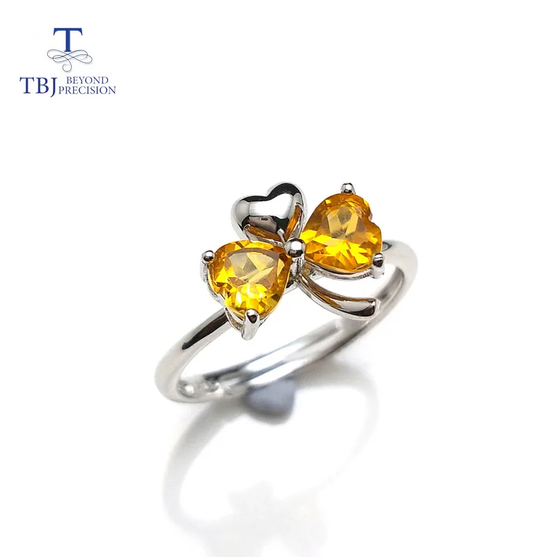 TBJ милые Ювелирные наборы в форме сердца с натуральным цитрином драгоценный