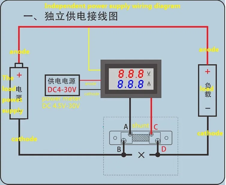 DC100V 50A с двумя светодиодными цифровыми Вольтметр Амперметр Amp Вольтметр+ Токовый Шунт 100 В постоянного тока 50A