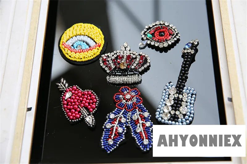 1 шт. глаза Красная корона гитара нашивка текстиль для одежды Одежда DIY ремесло