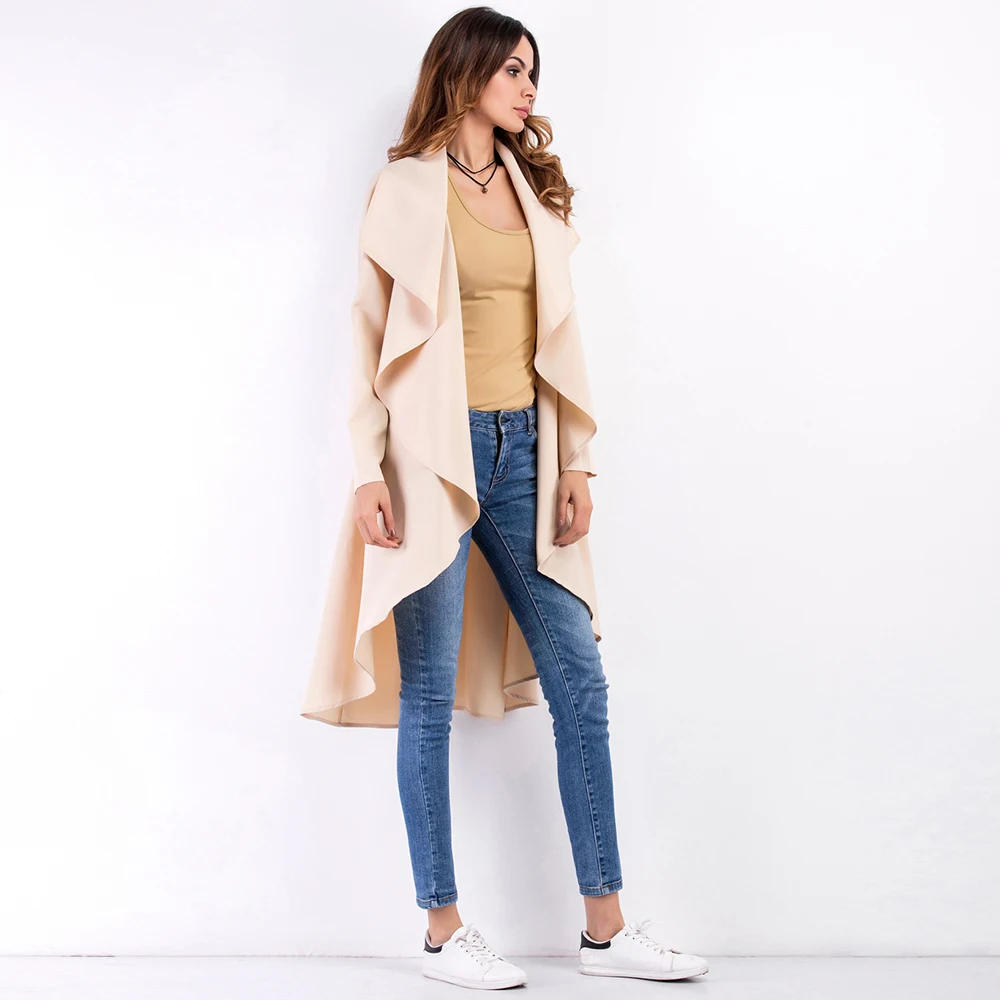 Женское офисное пальто с длинным рукавом Berydress черное элегантное осеннее