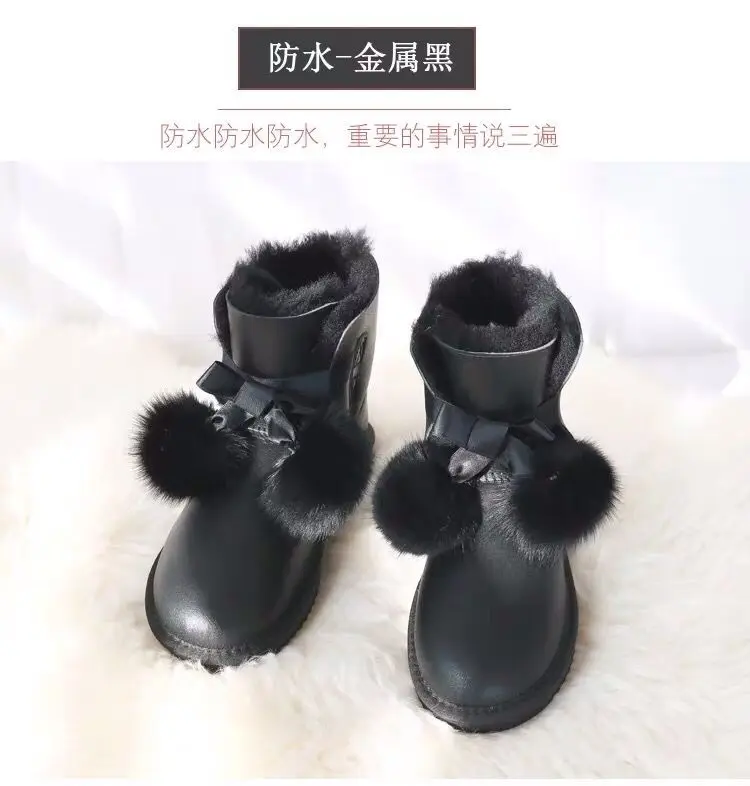 2019 Брендовые женские зимние сапоги из овечьей кожи в среднем стиле 100% шерсти для