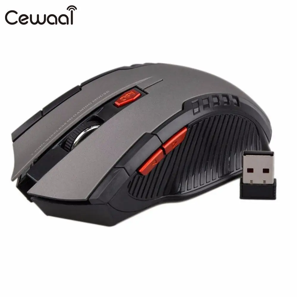 Cewaal портативная беспроводная usb мышь 6 кнопок 2 4G 2400 dpi оптическая игровая геймер