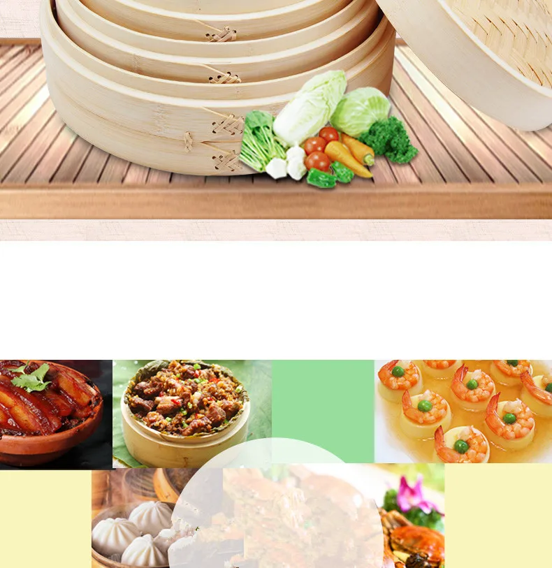 Прочная кухонная утварь 2 яруса здоровый бамбук Пароварка Dim Sum корзина рисовая сумма паста плита набор с крышкой китайская кухонная посуда