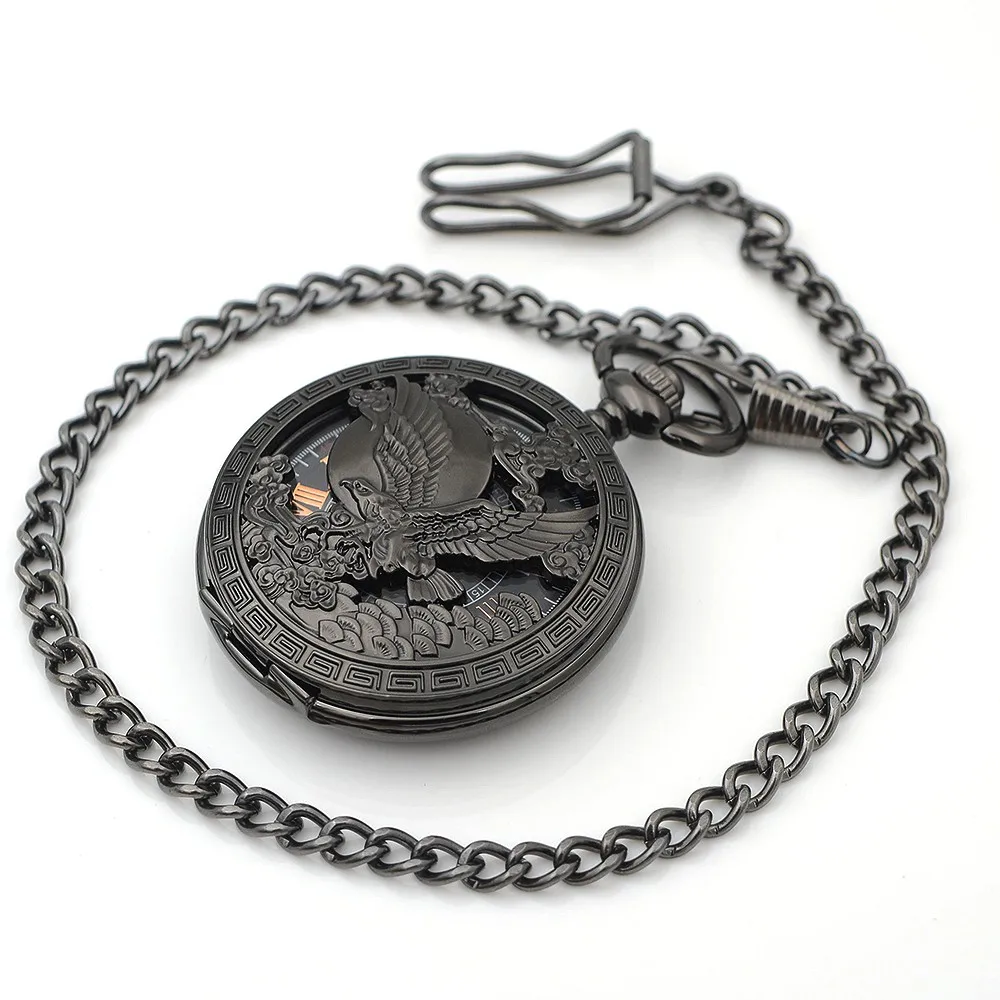 Классические карманные часы скелетоны в стиле стимпанк с эмблемой американского