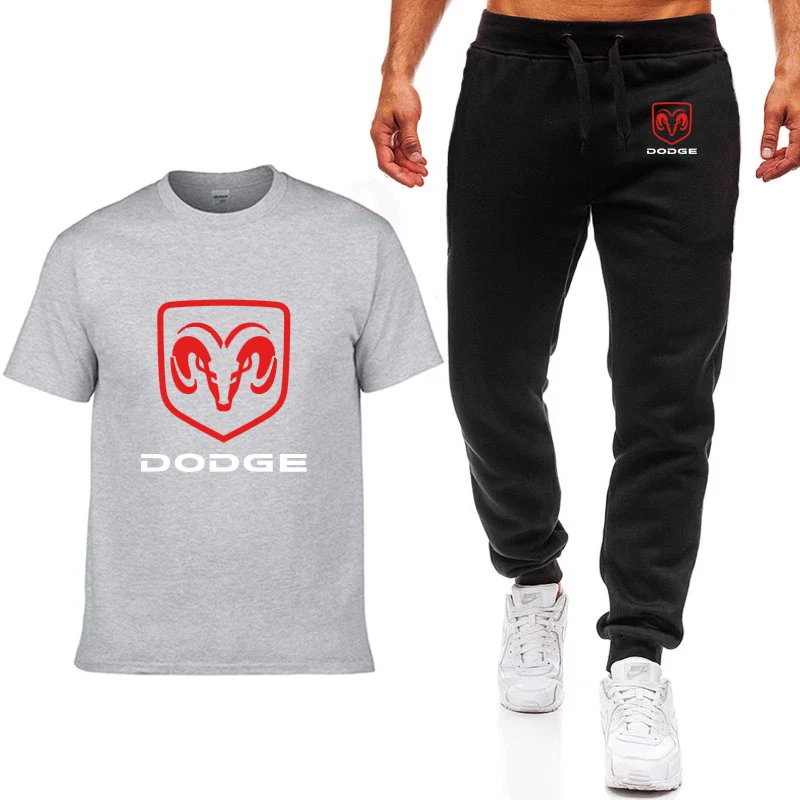 Модные летние мужские футболки Dodge Car с принтом логотипа хип-хоп, повседневная хлопковая футболка с коротким рукавом высокого качества, штаны, костюм, мужская одежда - Цвет: 05