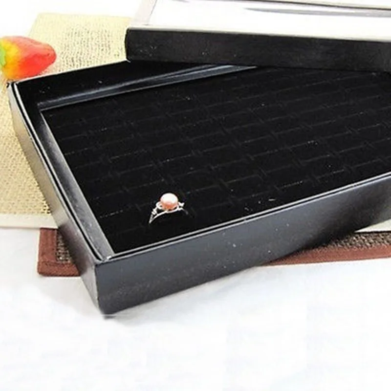 Meetcute 100 слотов черное пластиковое кольцо Подарочная коробка для ювелирных