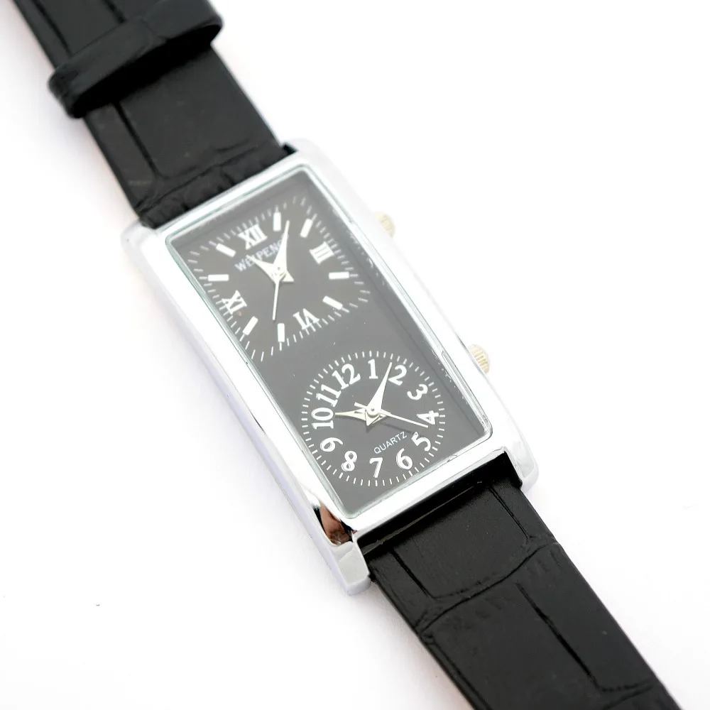 Новые женские наручные часы с двумя часовыми поясами кварцевые черные из