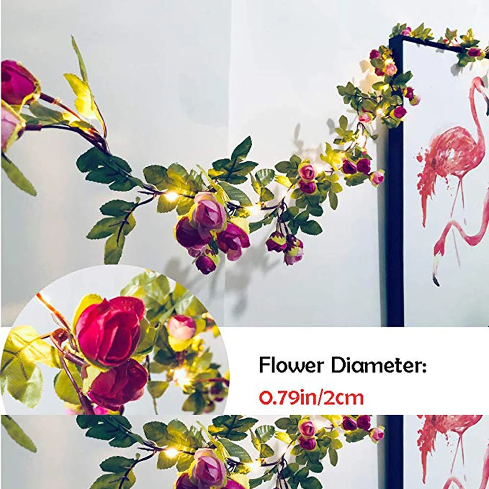 2m 20 LEDs Warm White Artificial Leaf Lights Copper Battery Powered for Christmas Party Wedding Garden decoration