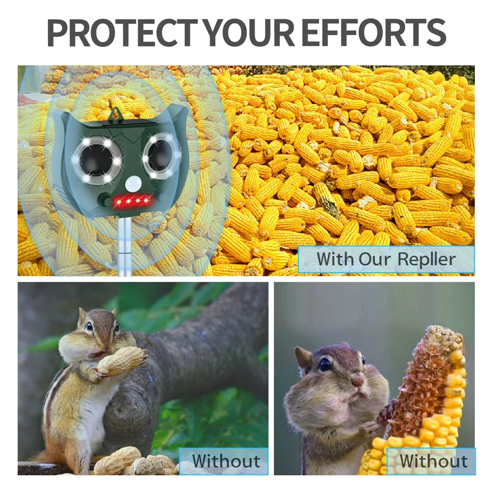 

2019 New Solar Ultrasonic Animal Repeller Include Lithium Battery, Waterproof Pest Repeller Snake Cat Dog Bird Dispeller