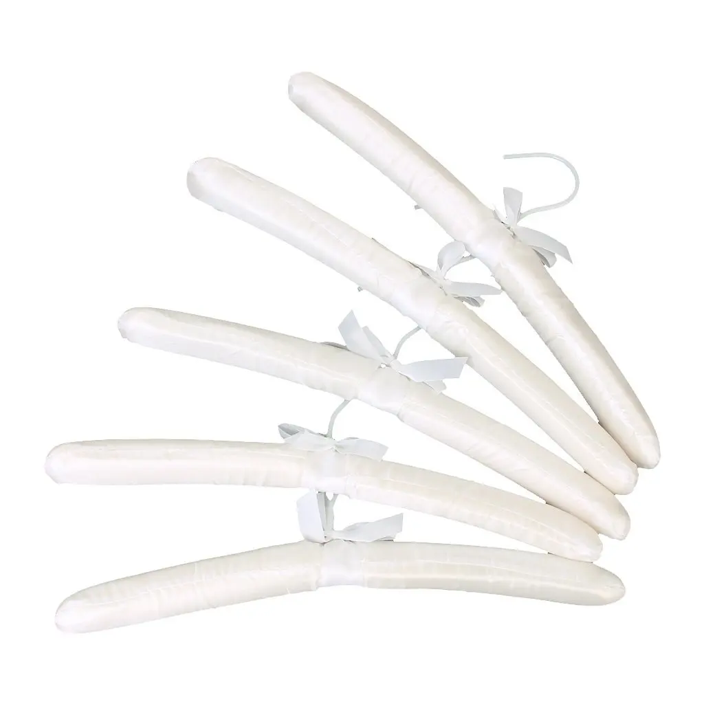 LHBL 5 X White Satin Padded Clothes Hook Hanger | Hangers