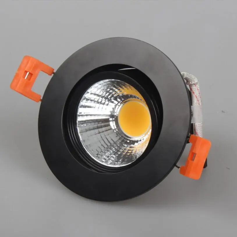 Приглушаемый Светодиодный точечный светильник утопленный COB в черном корпусе 110