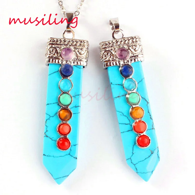 Меч 7 Чакра бусы кулон ожерелье цепочка лазурит и т. Д. Натуральный камень