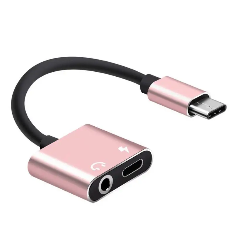 Rose Gold BRSUANG 2 в 1 usb type-C штекер 3,5 мм разъем адаптер для наушников type-C адаптер для быстрой зарядки для samsung huawei Xiaomi Oneplus и т. Д - Цвет: Rose Gold