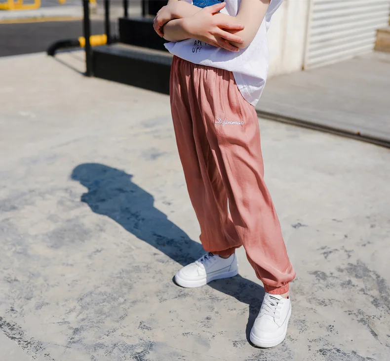 Модные летние штаны для маленьких девочек уличные однотонные хлопковые брюки