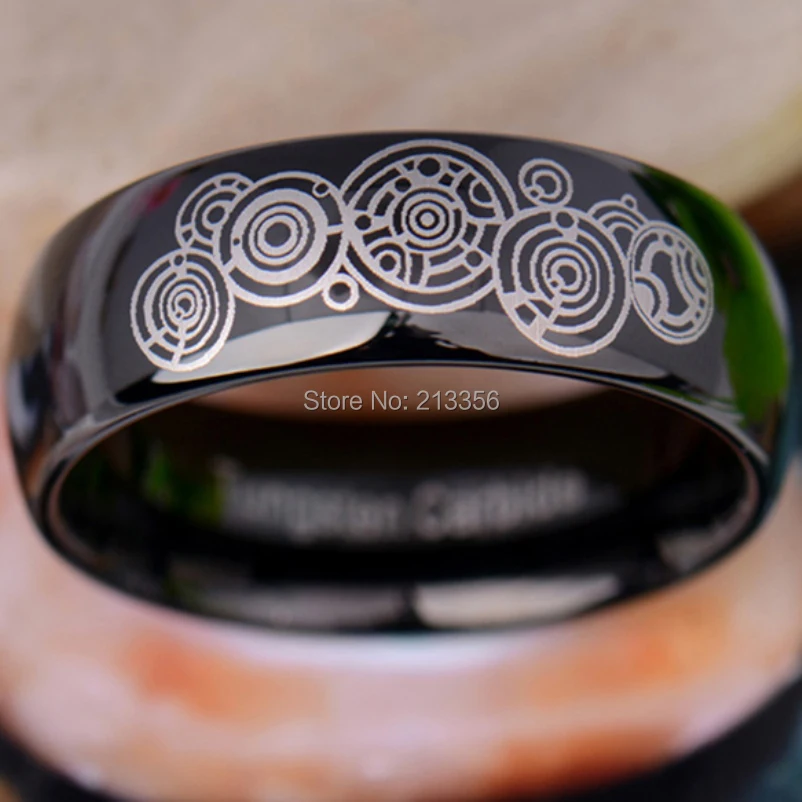 Free Shipping!USA Hot Sales E&ampC TUNGSTEN LUXURY JEWELRY 8MM COMFORT FIT BLACK DOME DOCTOR WHO TIME LORD WEDDING RING | Украшения и