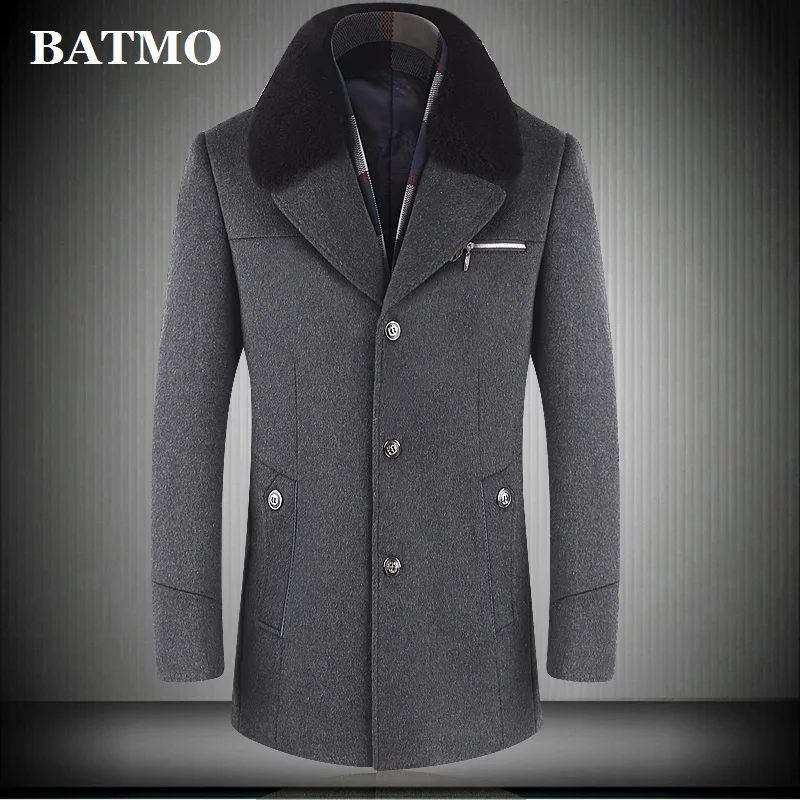 Мужской шерстяной Тренч BATMO повседневное зимнее шерстяное пальто большие