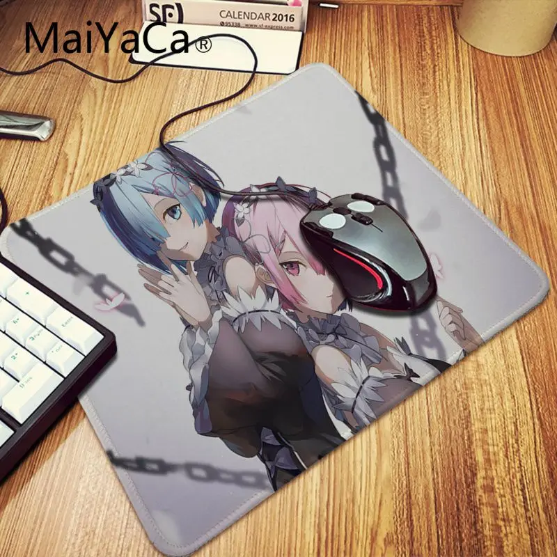 LockEdge 18x22cm MaiYaCa аниме лучшая жена девушка друг сестра RE Rem Ram Emilia Корея большой Аниме Коврик для мыши PC компьютерный коврик игровая мышь коврики - Цвет: LockEdge 18x22cm