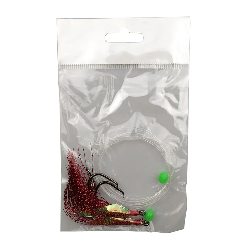 10pcs Fish Skin Bait Sabiki Rigs 2 Arm Big Sport Circle Hook Sea Fishing Red Flasher With Barrel Swivel For Herring|hook sea|sport circle hookscircle