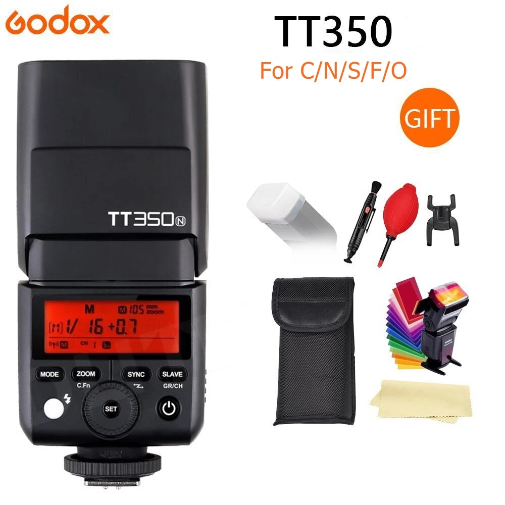Вспышка для камеры Godox Mini Speedlite TT350C TT350N TT350S TT350F TT350O TTL HSS GN36 цифровых зеркальных