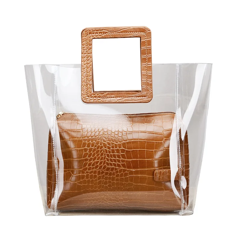 Фото Новый для женщин ПВХ Сумочка прозрачный Крокодил сумки из искусственной кожи