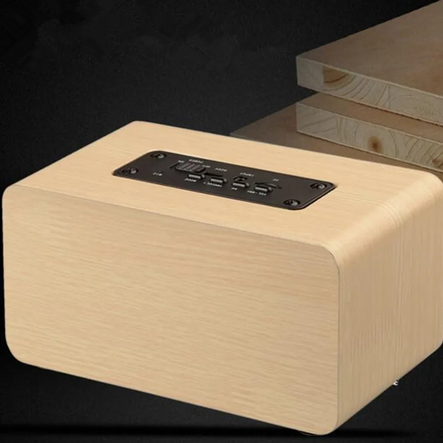 Ретро Деревянный Bluetooth Динамик HIFI Беспроводной 3D Двойные Громкоговорители
