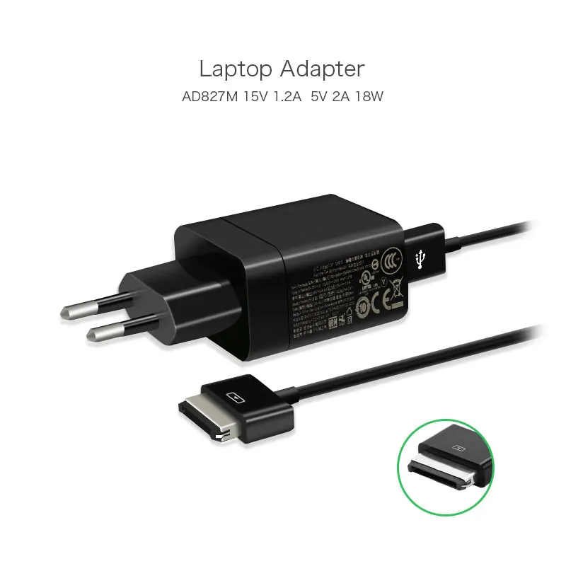 15V 1.2A 18 Вт AD827M Мощность адаптер для ноутбука Asus Eee Pad Зарядное устройство