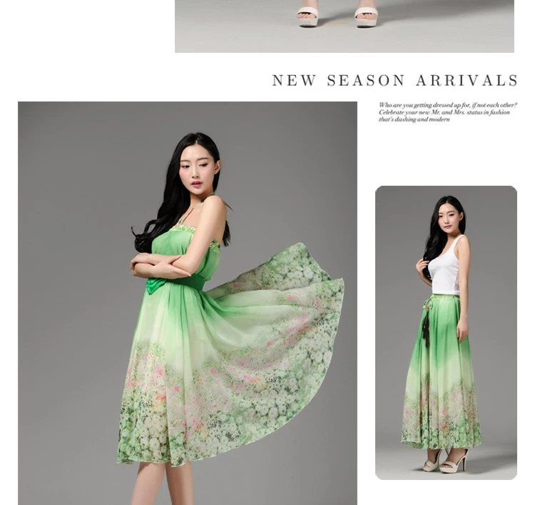 Летнее богемное длинное шифоновое бальное платье макси с цветочным принтом и