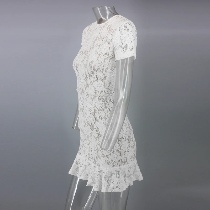 NATTEMAID Hollow Out Floral Guipure Lace Dresses Elegant Modern Lady Casual Mini White Dress Women Summer Bandage Dress