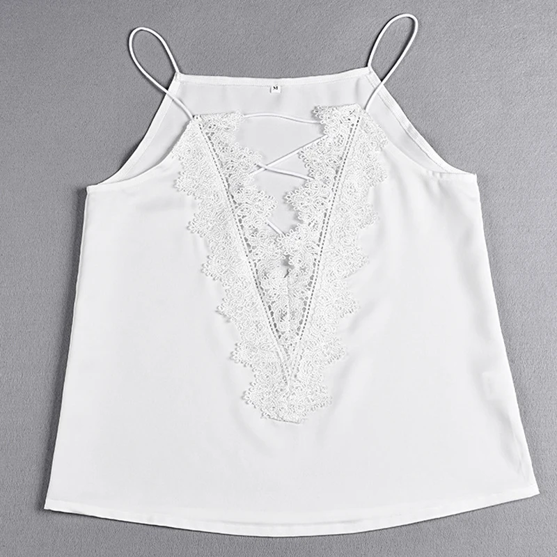 Shirt Women Summer Tops Black White Sleeveless Blouses For Clothes Lace Patchwork Elegant Vintage Feminine Shirts |