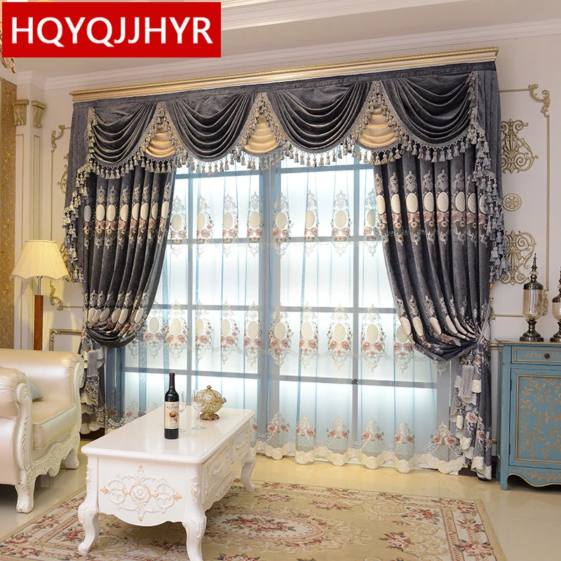 

American luxury custom high quality embroidery Blackout curtains for Bedroom windows classic villa curtains for Living Room