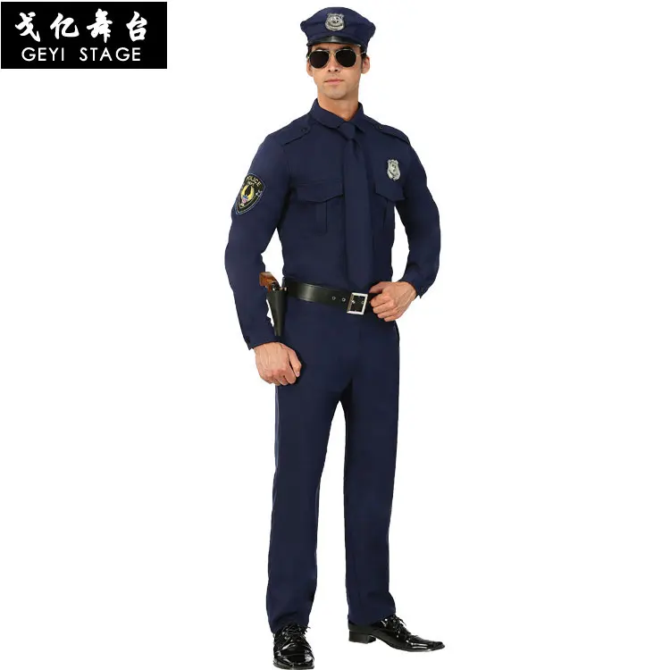 adult costume Костюмы полицейских на Хэллоуин для взрослых, вечерние, карнавальные, полицейская форма для мужчин, армейский полицейский, косплей, комплекты одежды, вечерние, для выступлений - Цвет: adult costume