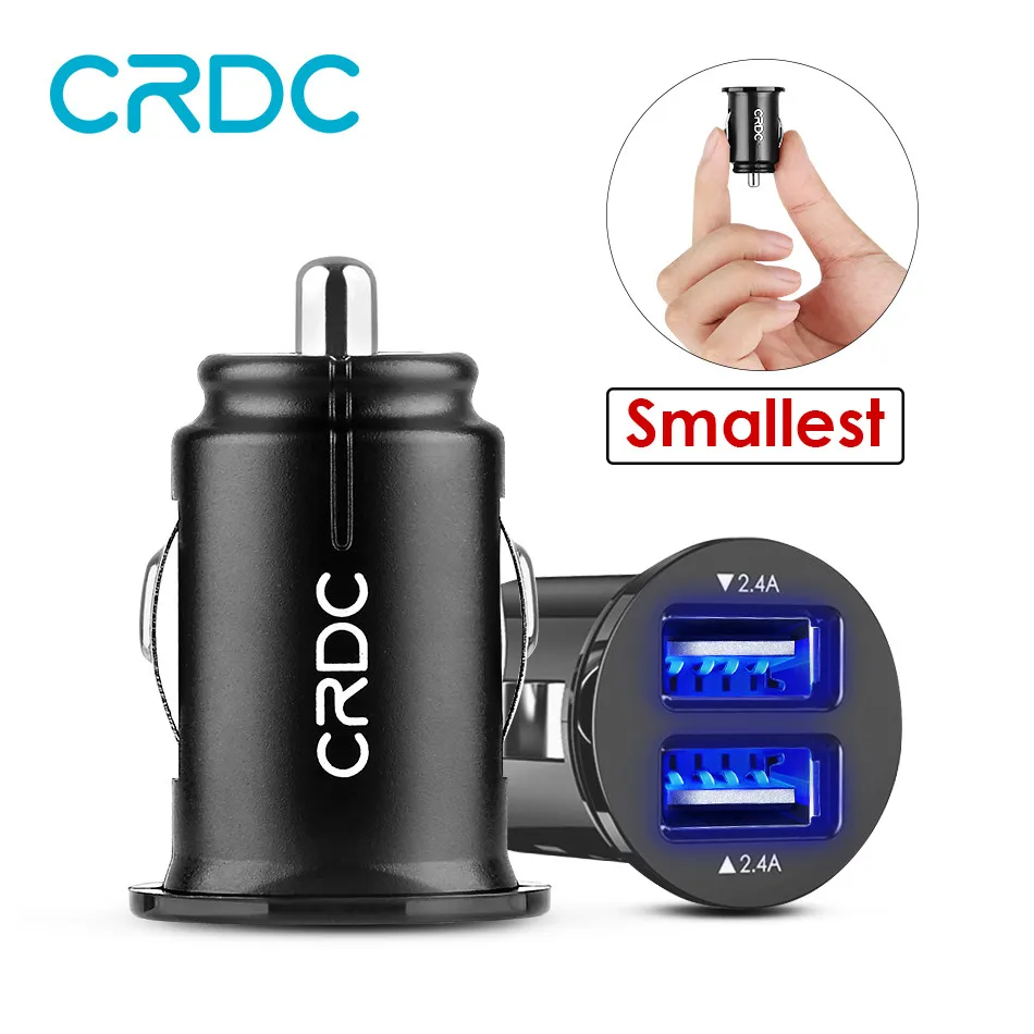 CRDC автомобильное зарядное устройство 4.8A/24 Вт USB для телефона двойной порт быстрая