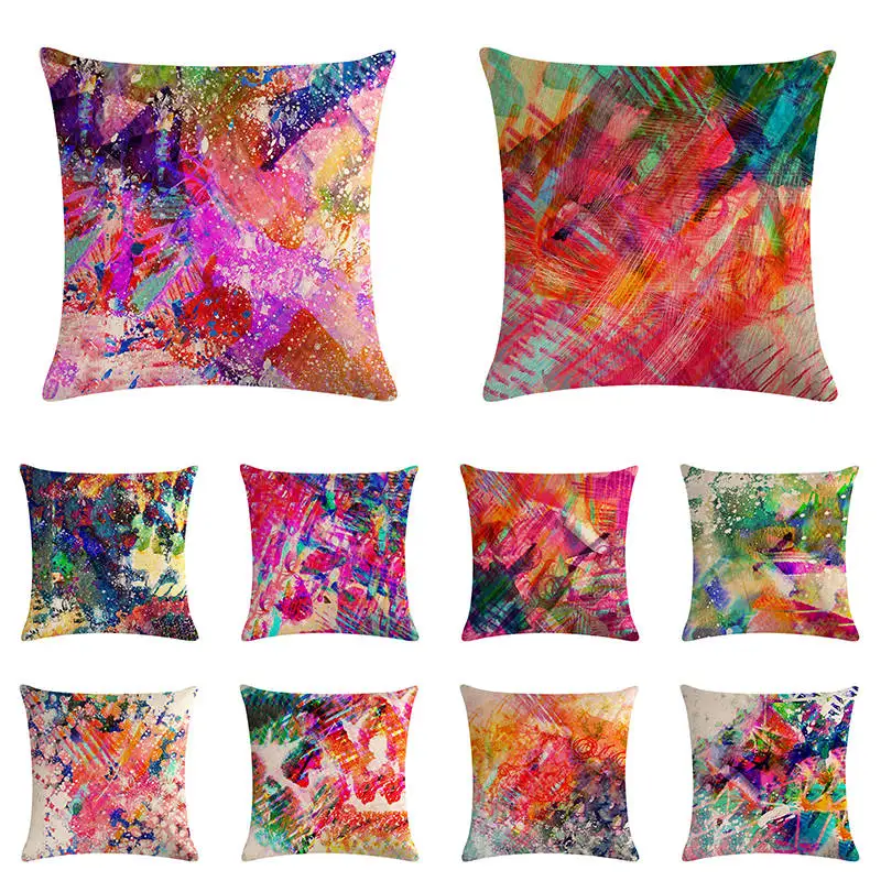 Graffiti Cushion Cover Animal Colorful Pillows Simple Bedroom Baby Birth Gifts Pillowslip Covers 18 Inch Linen Modern ZY967