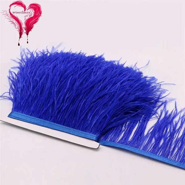 Royal Blue 50 цветов 1 метр Ширина 10-15 см Прекрасный пуховый пушистый окрашенные красочные страусиные перья атласная ленточная отделка бахромы украшения одежды - Цвет: Royal Blue