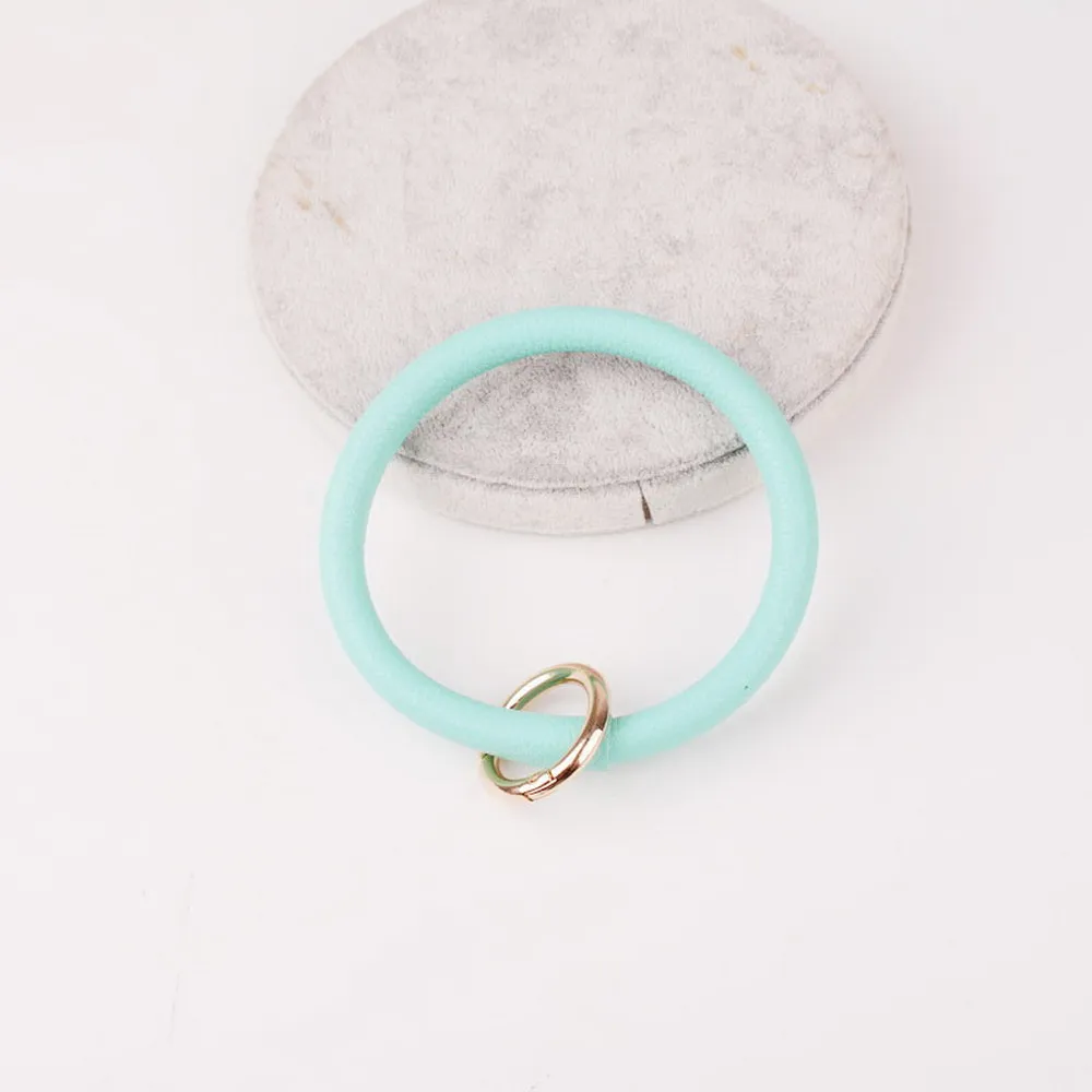 DZ0089 mint Новинка года от Rainbery, модный многоцветный брелок для ключей из искусственной кожи, Круглый браслет на запястье, для женщин и девушек DZ0089 - Цвет: DZ0089 mint