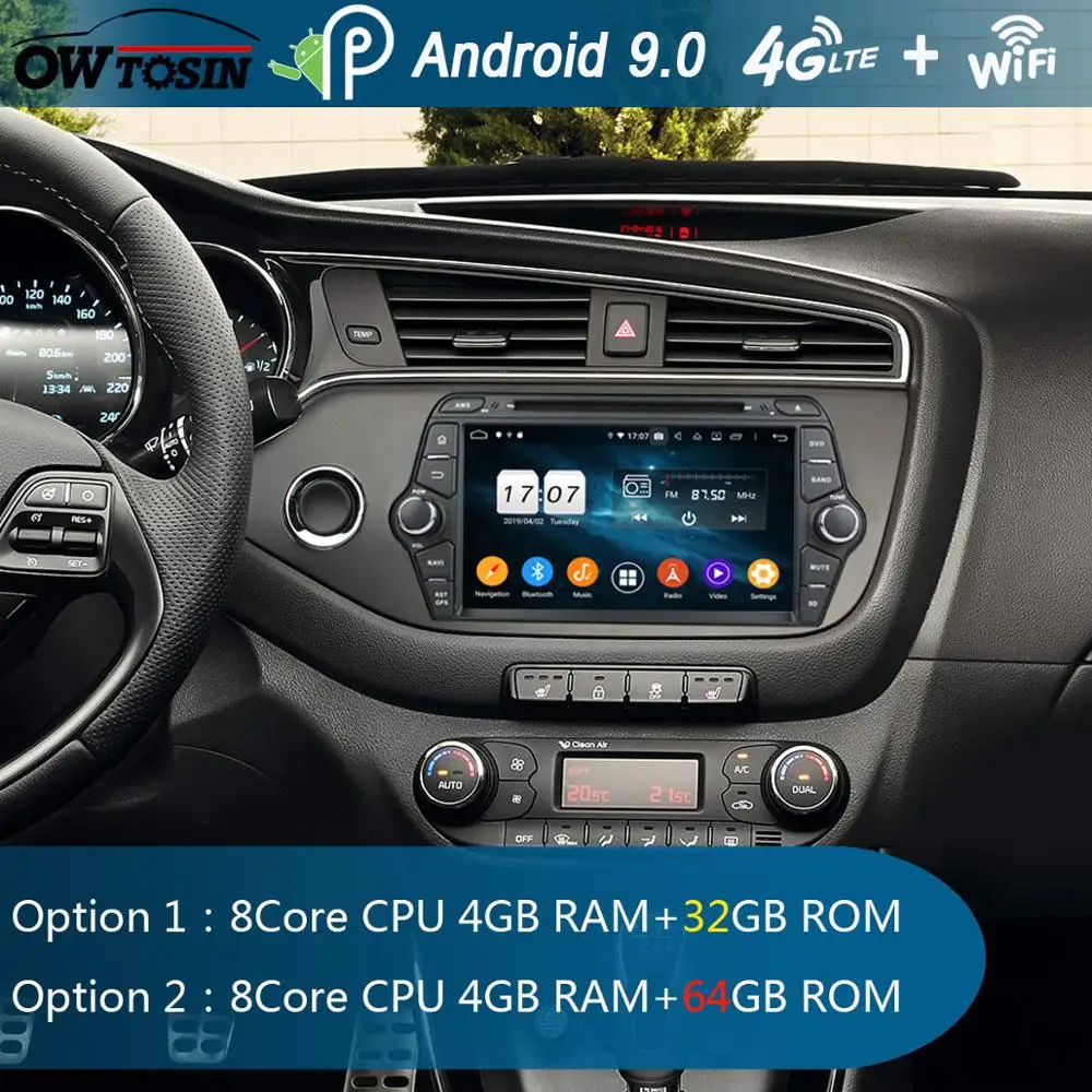 Автомобильный DVD-плеер 8 "IPS 1280*720 8Core 4G RAM + 64G ROM Android 9 0 для KIA CEED 2013 2014 2015 2016 DSP радио