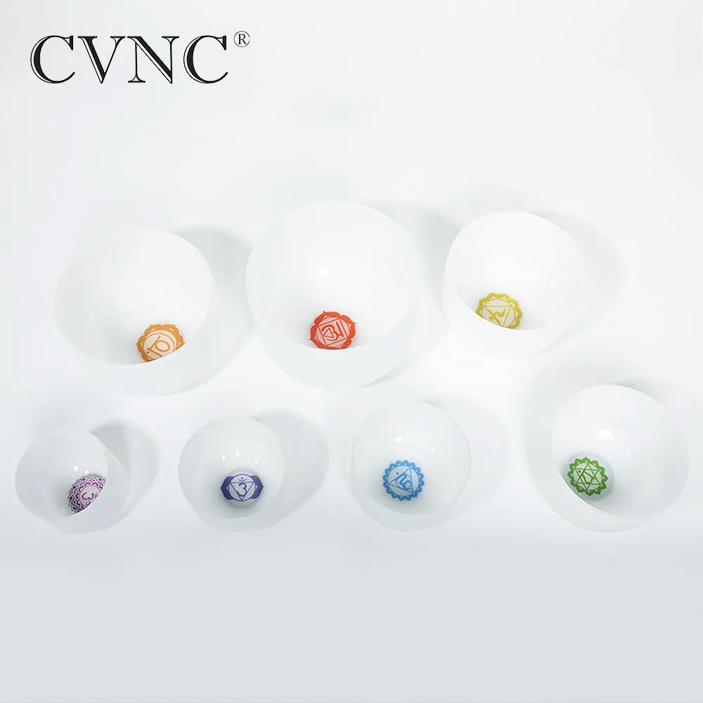 CVNC 6 &quot 12&quot чакра настроенный Набор из 7 шт. Матовый Кварцевый Кристалл Поющая