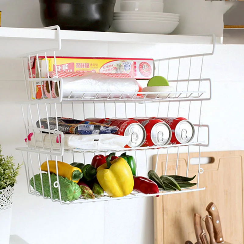 

Table Hanging Basket Metal File Books Cloth Home Organization Refrigerator Storage Rack Kitchen Multifunctional Storage Shelf
